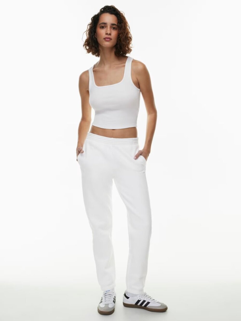 Aritzia TNA White Cozy Fleece Mid Rise Perfect Fit Jogger Sweatpants, Size XS - Picture 11 of 15